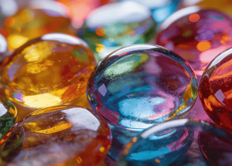 Many pieces of colored glass