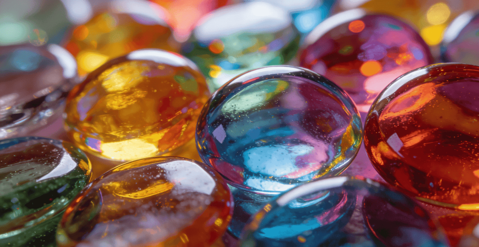 Many pieces of colored glass