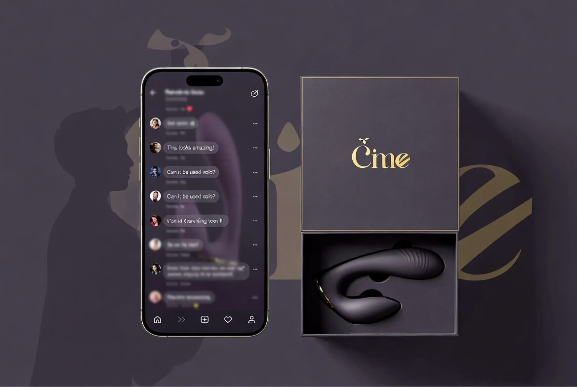 Smartphone fan comments turning into custom branded sex toy packaging for OnlyFans KOLs