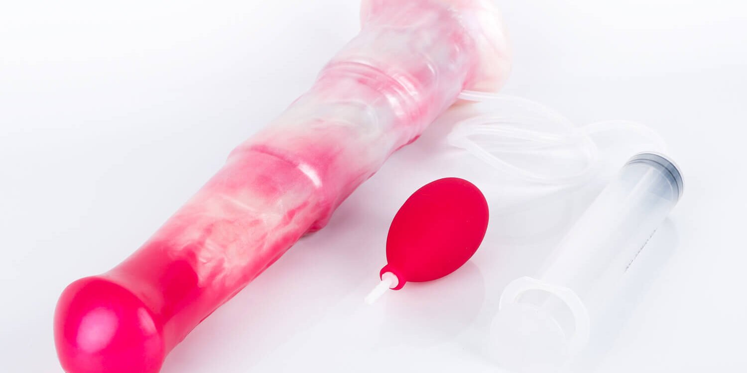 horse dildo design with ejaculation system and pump accessory
