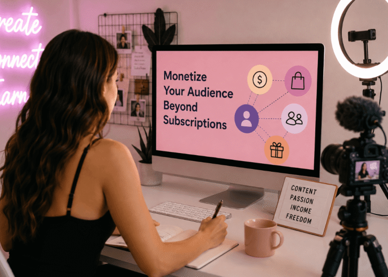 Adult content creator monetizing an audience beyond subscriptions through digital products, brand partnerships, and audience engagement