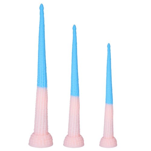 5 (1) Three sizes of corn cob textured tentacle dildo in pink and blue two-tone