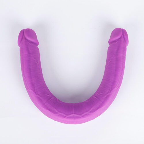 _MG_7664 Purple huge double dildo, flexible double ended silicone toy with dual realistic heads