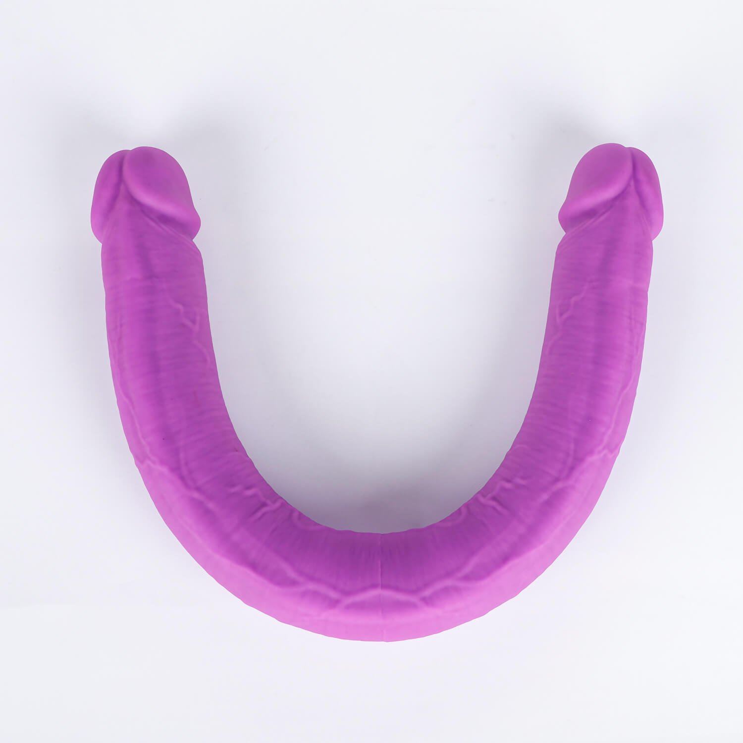 Purple huge double dildo, flexible double ended silicone toy with dual realistic heads
