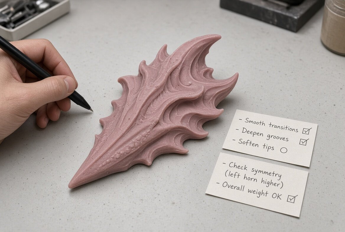 Revising an alien dildo sample for firmness and detail