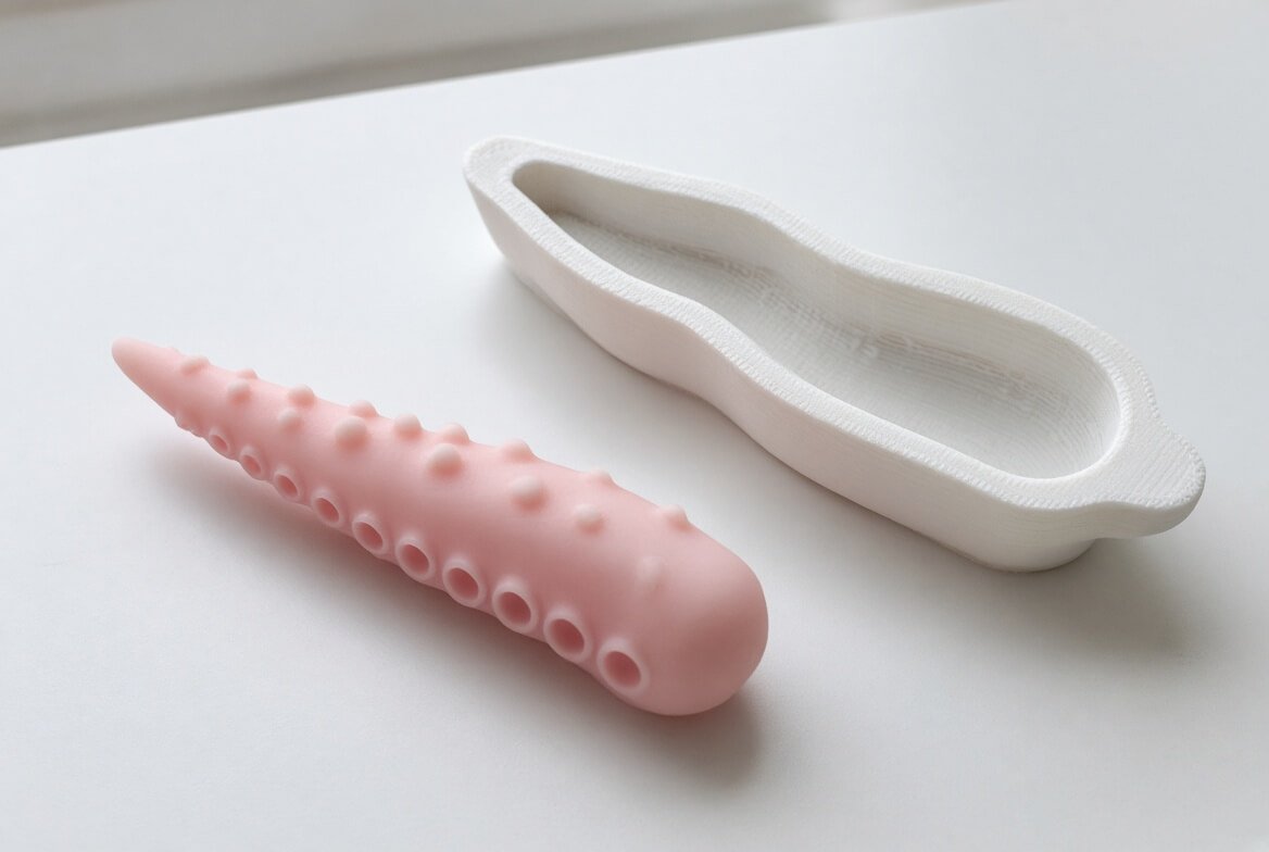 3D model and silicone sample for a tentacle dildo
